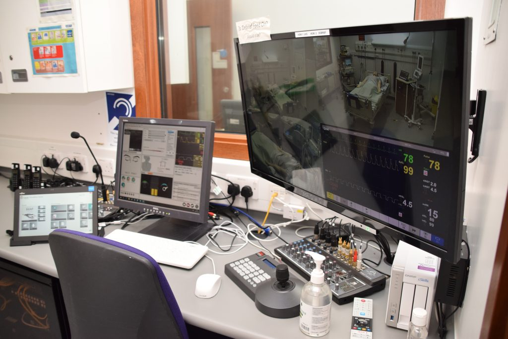 The RVI's Simulation centre's control room is situated between both clinical rooms