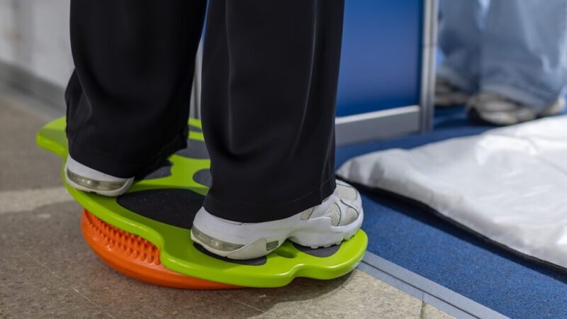 Patient using Wobble Board