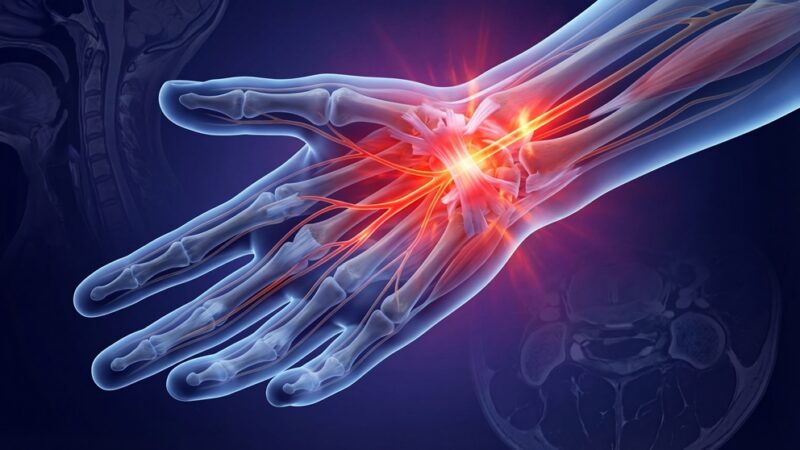 3D rendered image of the anatomy of a hand and wrist